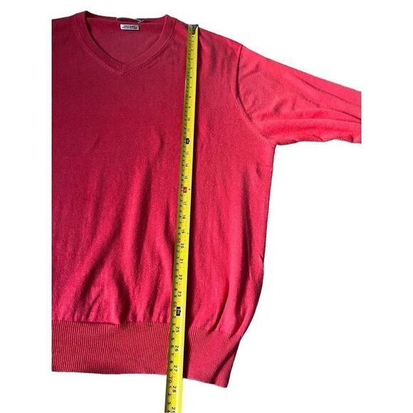Peter Millar Coral Red V-neck Pullover size L Cotton Cashmere Blend - Picture 8 of 9